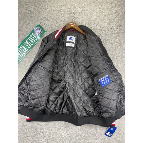 Starter Retro Satin Varsity Bomber Jacket Mens Extra Large XL Black Red $225 NWT - Picture 9 of 10